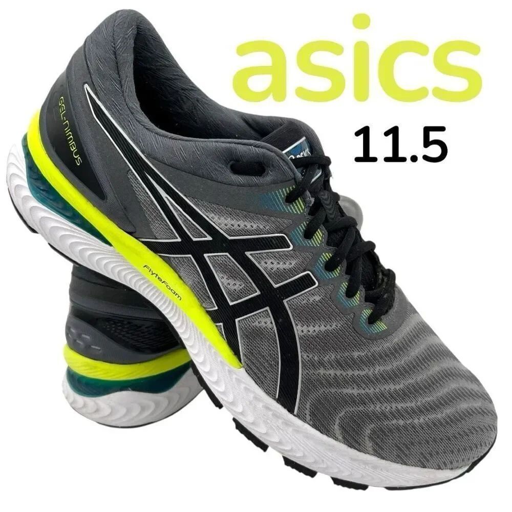 ASICS Mens Gel-Nimbus 22 FlyteFoam Lace Up Running Shoes Piedmont Gray Size 11.5